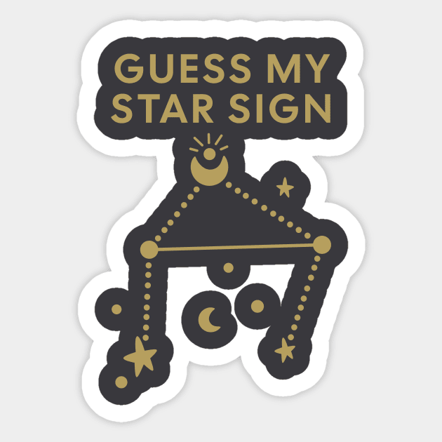 Guess My Star Sign – Libra Zodiac, Astrology Constellation - Antique Gold Print Sticker by Designed By Marty
